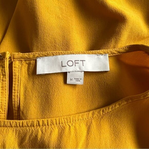 Loft Yellow Floral Embroidered Tie Front Blouse - Picture 8 of 9